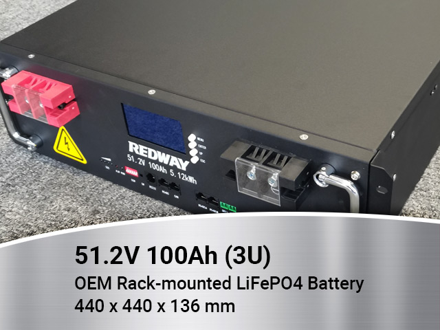 51.2v 48v 100ah lifepo4 rack-mounted battery 3u internal